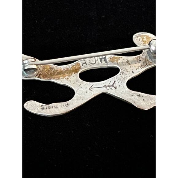 Vintage Sterling Silver Roadrunner Brooch Pin Signed AJM Southwestern Gift - Picture 7 of 8